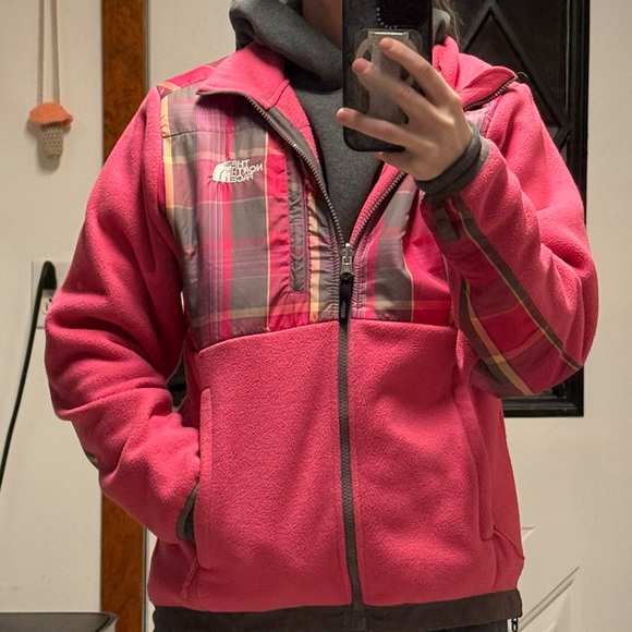 The North Face Jackets & Blazers - The North Face Pink and Plaid Fleece Jacket